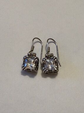 Silpada "Uptown" Cubic Zirconia Sterling Silver Dangle Earrings (Model W0975)